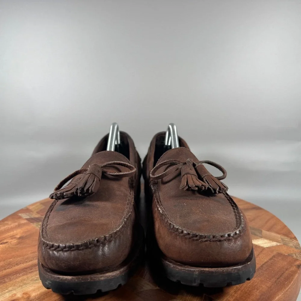Cole Haan Mens 12M Brown Leather Tassel Lug Sole Boat Shoe Loafers C00358